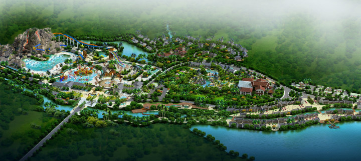 度假區水上樂園旅游規劃鳥瞰圖
