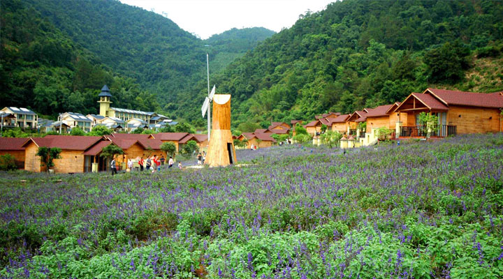 盤龍峽生態旅游區木屋旅游規劃采用大面積玻璃窗