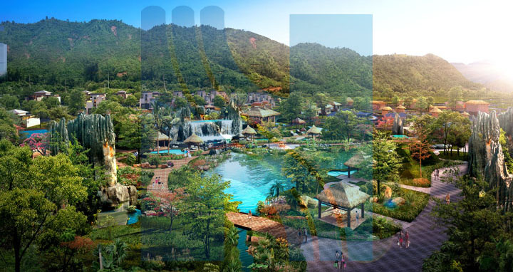 廬山西海國際休閑垂釣中心漁家風情溫泉園旅游規劃效果圖
